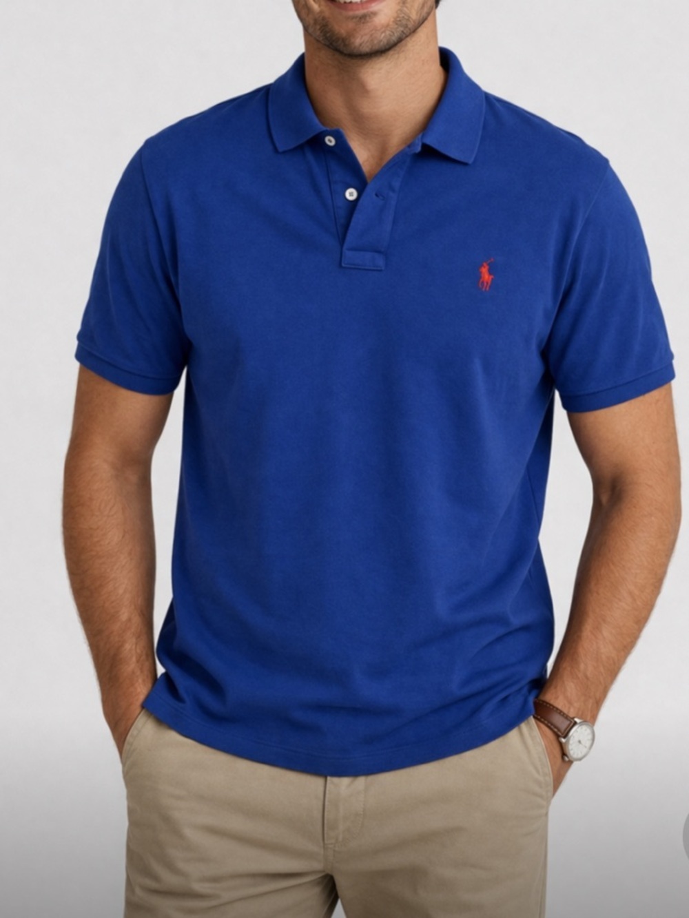 Polo Ralph Lauren Men Classic Fit Short Sleeve Polo Shirt XL Royal Blue Red Pony